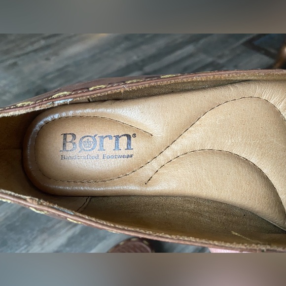 Born Woven Brown Leather Slip on Loafers Size 7 - Picture 6 of 11